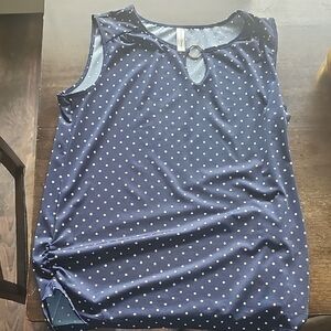 Navy Polka Dot Sleeveless Top